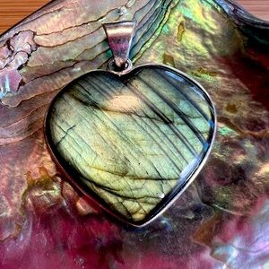Labradorite Heart Silver Pendant